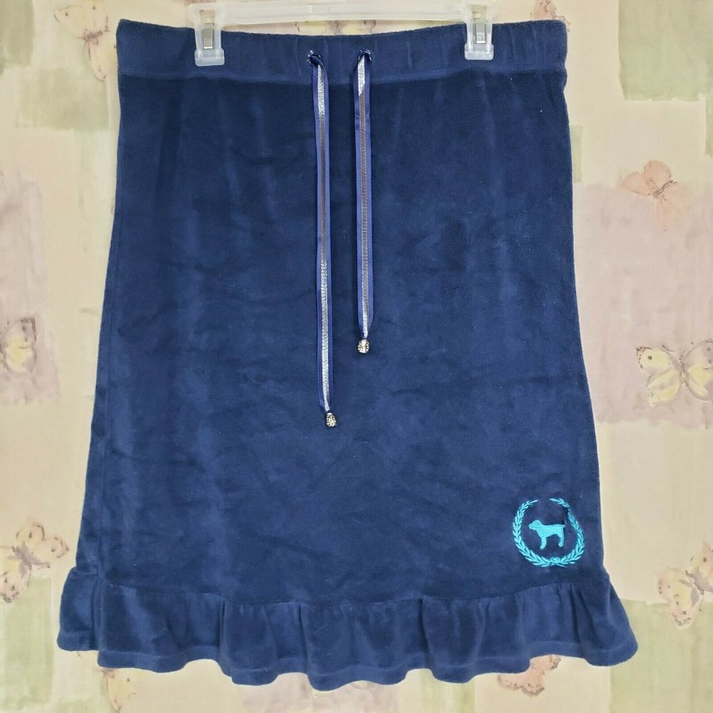 Blue embroidered "Love Pink" skirt